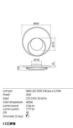 Montažní list Nástěnné LED svítidlo 01-1885 Torsion REDO Group