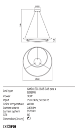 Montažní list Závěsné LED svítidlo 01-1888 Torsion REDO Group