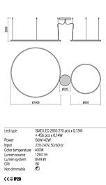 Montažní list Stmívatelné závěsné LED svítidlo Orbit  01-1922-TRIAC 4000K Ø 100cm, Redo Group