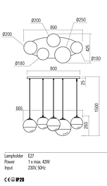 Montažní list Závěsné svítidlo BERRY 01-2273, Redo Group