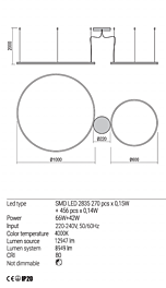 Montažní list Stmívatelné závěsné LED svítidlo Orbit 01-1923-TRIAC 4000K Ø 100cm, Redo Group