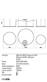 Montažní list Stmívatelné závěsné LED svítidlo Orbit 01-1925-TRIAC 4000K Ø 100cm, Redo Group