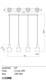 Montažní list Závěsné svítidlo LOU 01-2008, Redo Group