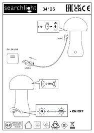 Montažní list Sada 3 dobíjecích stolních lamp 34125NA stmívatelné Searchlight