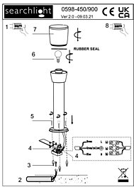 Montažní list Venkovní sloupek 0598-450GY 45cm Searchlight