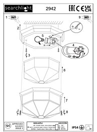 Montažní list Venkovní svítidlo 2942BK černé Searchlight IP54