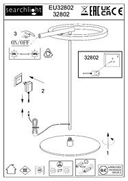 Montažní list Stmívatelná lampička Space EU32802BK Searchlight