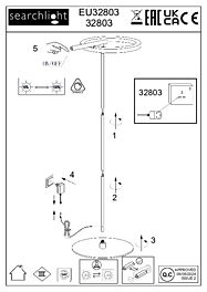Montažní list Stmívatelná lampa Space EU32803BK Searchlight