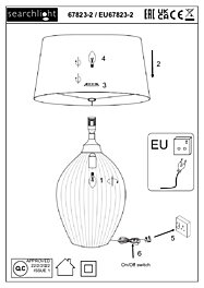 Montažní list Anglická lampička EU67823-2WH keramika, svítí nahoru i dolů