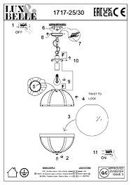 Montažní list Anglické světlo 1717-30AB Searchlight pr.32cm