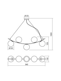 Montažní list Závěsné svítidlo Smarter VOLLEY 01-2721 5X28W E14 GD