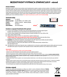 Montažní list Vypínač a stmívač do LED profilu bezdotykový s pamětí LUX F 3204019603