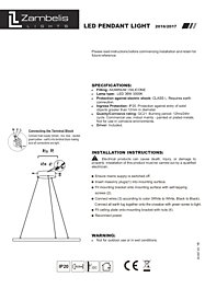 Montažní list Závěsné LED světlo 2017 Zambelis pr.80cm matně bílé