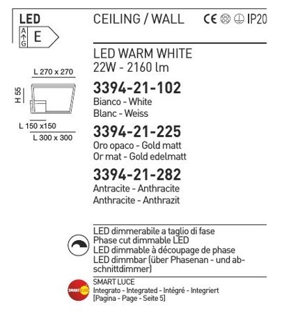 Italské LED světlo Fabas 3394-21-282 Bard antracit