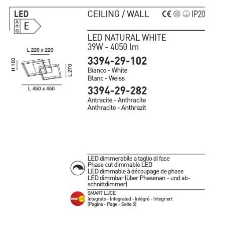 Stropní LED svítidlo BARD 4000K 3394-29-282 Fabas