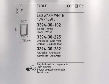 Italská LED lampička Fabas 3394-30-225 Bard stmívatelná