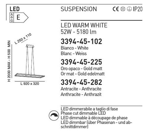 Italské LED světlo Fabas 3394-45-225 Bard matná zlatá