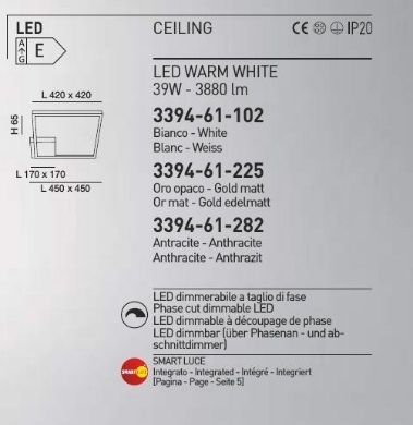 Italské LED světlo Fabas 3394-61-282 Bard černá