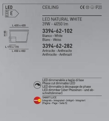 Italské LED svítidlo Bard 3394-62-282, Fabas