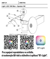 Nástěnné LED svítidlo 3467-21-102 s reproduktorem ARETHA FABAS