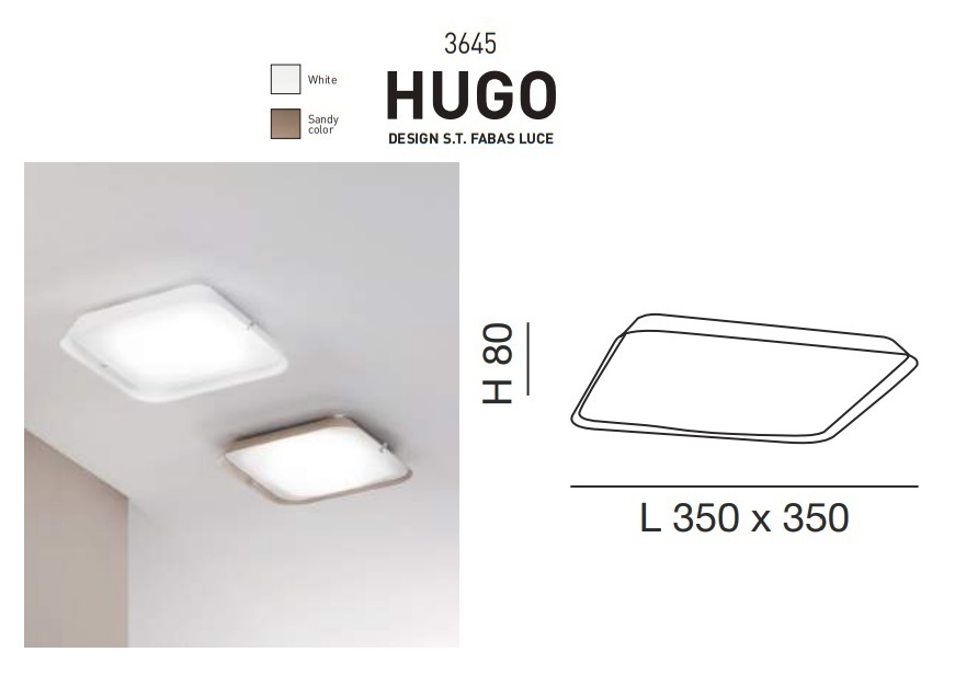 Stropní LED svítidlo 3645-65-355 35x35 HUGO Fabas