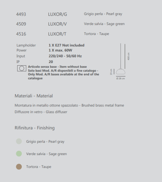 Italské světlo Luxor/T 4516 Sikrea taupe