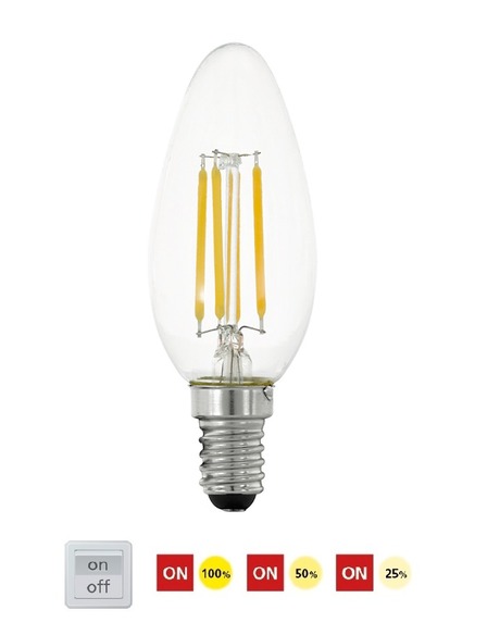 Krokově stmívatelná LED žárovka E14 4W 11753 vintage Eglo