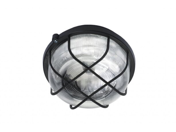 Technické světlo 604065 Round IP44 E27 černé s mřížkou