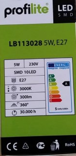 LED žárovka SMD10 LED,230V,5W