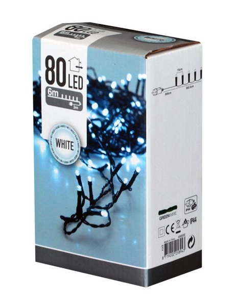 Světelná LED girlanda 6m 80LED AX8400010 venkovní/vnitřní studená bílá